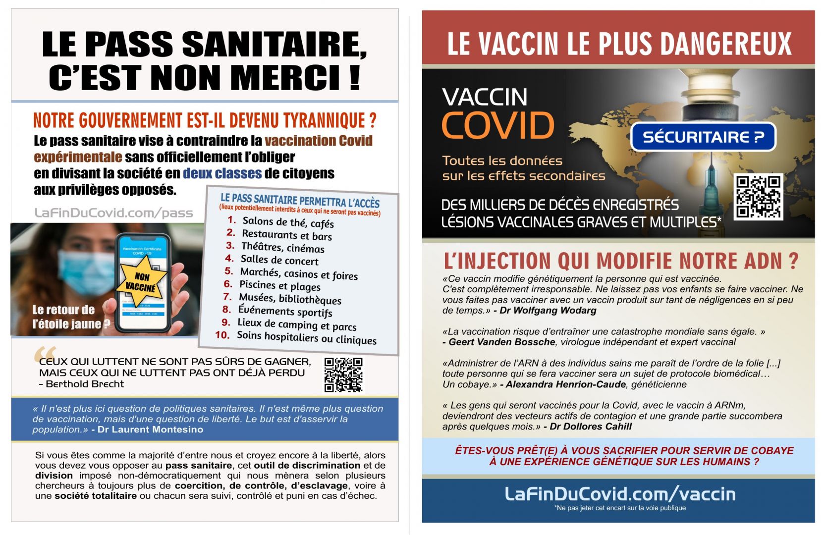 Flyer  (à imprimer) - Pass sanitaire NON MERCI + Dangers vaccin ARNm - PDF16